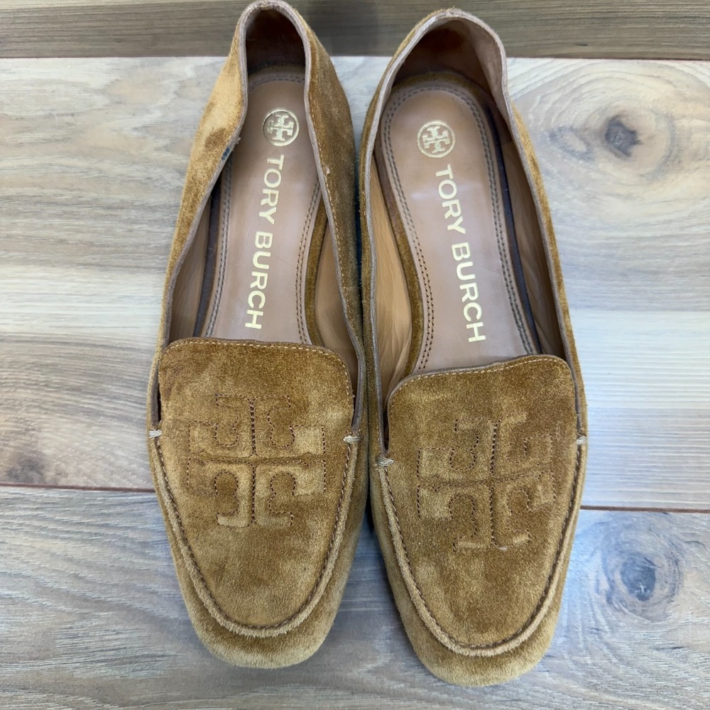 Tory Burch Ruby Square Toe Flats Womens 7 N Ambra Beige Suede - Picture 5 of 11